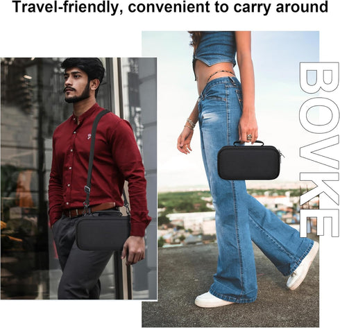 BOVKE Carrying Case Compatible with Blue Tees Golf Player+ GPS Speaker with Touch Screen Display, Portable Golf GPS Speaker Holder with Extra Space for Charging Cables, Black+Belt