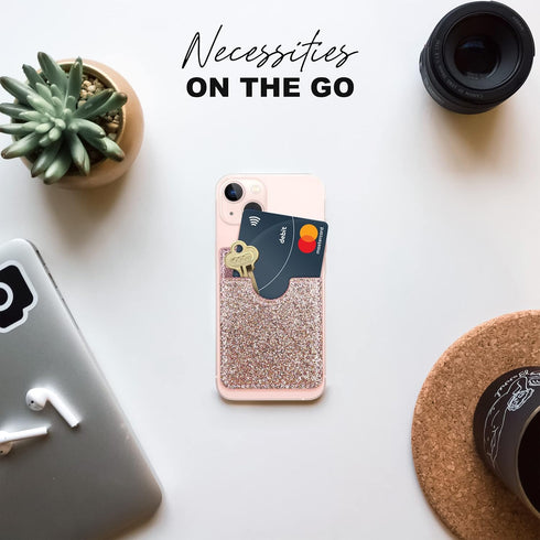 Glitter Koala Pouch - Stick On Wallet Phone Card Holder (Pink)