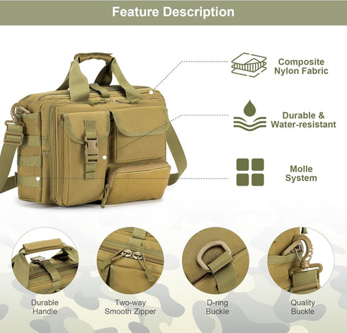 Stypos Tactical Messenger Bag, Military Laptop Briefcase, Messenger Shoulder Bag for Men