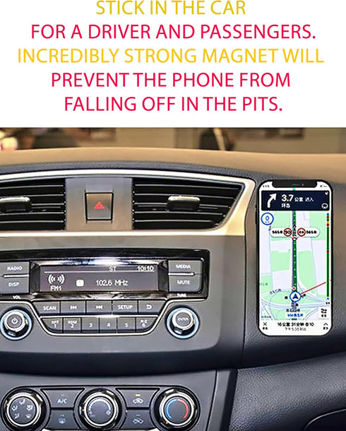 SALEX Compatible with Magsafe Car Mount for Dashboard, Wall, Fridge, 2 Pack Stick On Magnetic Phone Mount for iPhone