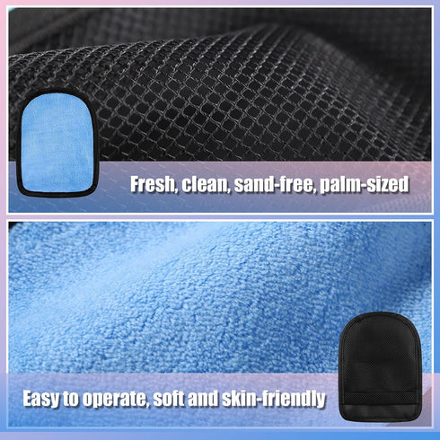 Tinoaly 2pcs Beach Sand Removal Bags, Soft Skin-Friendly Sand Wipe Off Mitts Sandscreen Remover Beach Essentials Must