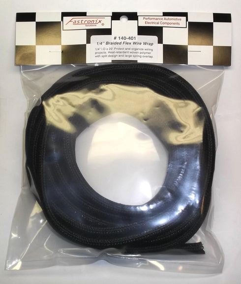 Fastronix Black Flex Braid Wire Wrap, 1/4" X 20'