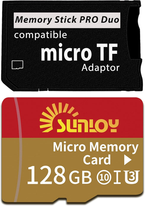 Sunloy PSP Memory Stick Adapter with 128GB Micro SD Card, Micro SD/SDHC/SDXC to