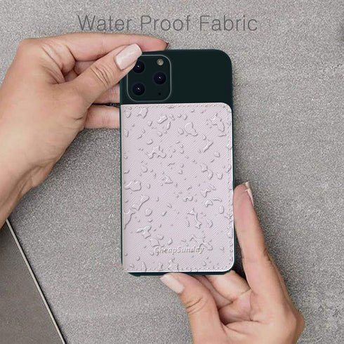 CheapSunday ID Card Holder Leather Phone Wallet Stick On with Stand for Most Cellphones (Beige)