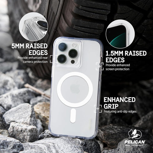 Pelican Ranger Series iPhone 15 Pro Max Case - Clear, 12ft MIL-Grade Drop Protection, Anti-Yellow, MagSafe Compatible.