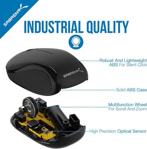 Mini Travel Wireless Mouse 2.4GHz with Nano Receiver (SABRENT MS-WSML)
