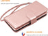 NJJEX Wallet Case for Galaxy S8, PU Leather, Rose Gold, 9 Card Slots, Detachable, Kickstand, Magnetic