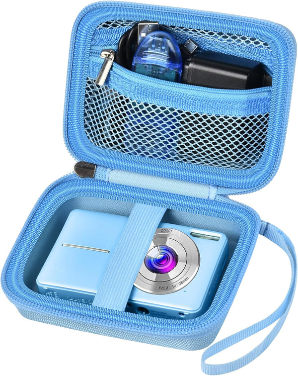Digital Camera Case for VAHOIALD FHD 1080P, CAMKORY, KODAK PIXPRO FZ45-BK, Holder for SD Card - Blue (Box Only)