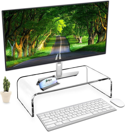 AMT 16 Inch Acrylic Laptop Monitor Stand, Computer Riser with Cat Keyboard