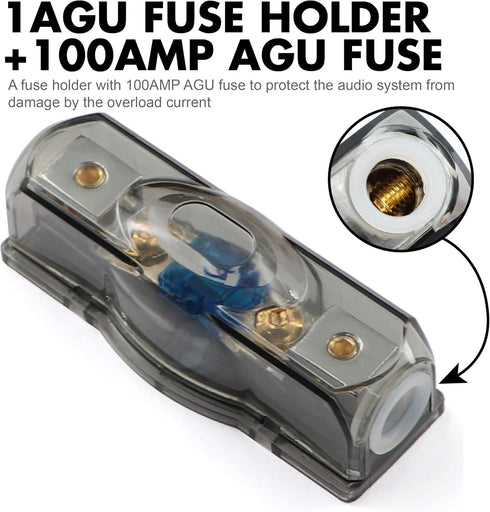 0 Gauge Car Amp Wiring Kit, 3000W 1/0 Gauge Installation Wiring Systems Kit for Radio, Subwoofers, Speakers