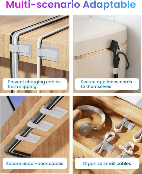 Hook and Loop Cable Ties - Self Adhesive Hook and Loop Straps, Sticky-back Cord Organizer, 40Pcs per Pack