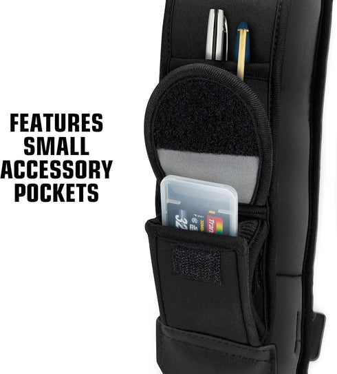 USA Gear Camera Sling Shoulder Strap - Adjustable Neoprene, Safety Tether, Accessory Pocket, Quick Release Buckle