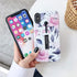 Compatible with iPhone XR Case, Rugged Shockproof Slim Fit Dual Layer Design, 3D Embossed Pink Flowers (White)