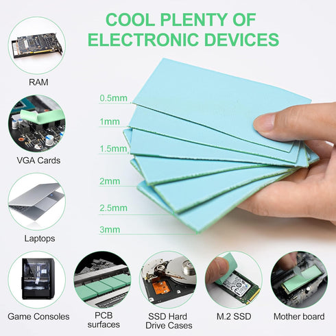 Thermal Pad 20W/m.K, 100x50x0.5mm Silicone Cooling Pad for PC, Laptop, PS4/PS5/SSD/RAM, Non-Conductive, 1 Pad