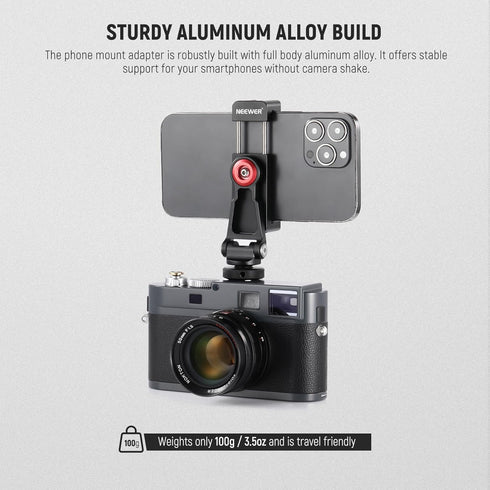 NEEWER Metal Phone Tripod Mount, Adjustable Universal Phone Holder Compatible with iPhone 15 Pro Max, Samsung Galaxy,
