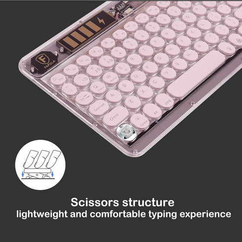 Wireless Bluetooth Keyboard for iPad, 10" Round Keys Mini Keyboard, Ultra-Slim Rechargeable for iPad (Light Pink)