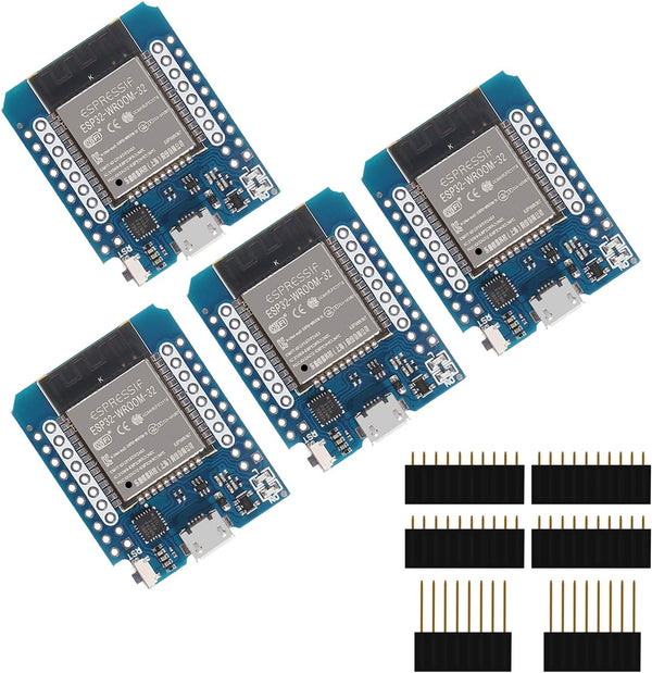 AITRIP 4pcs D1 Mini NodeMCU ESP32 ESP-WROOM-32 WLAN WiFi Bluetooth Development Board, 5V Compatible with Arduino