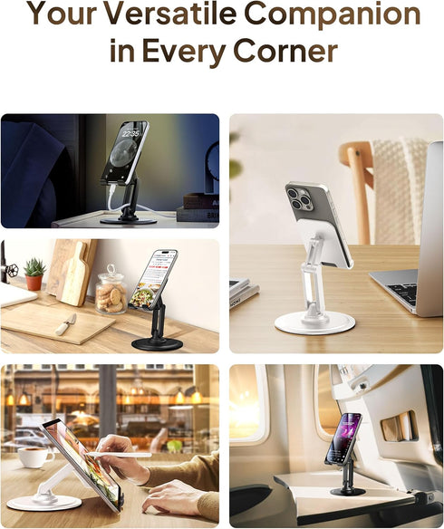 Cooper 360° Stand - Adjustable Cell Phone Stand for Desk, 360° Click-Rotating, Multi-Angle, Non-Slip Metal Base,