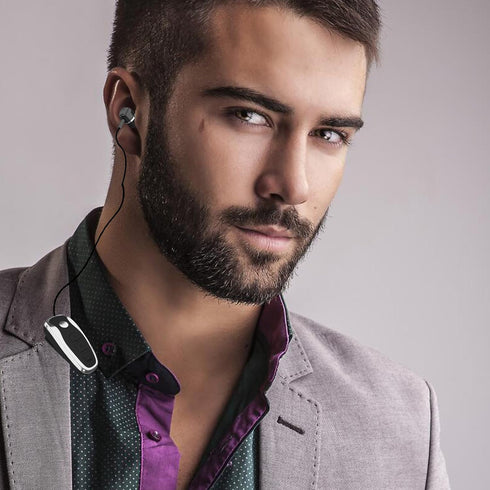 Retractable Wireless Headphone Headset, Lightweight V5.0 Noise Cancelling Mic Clip on Earpiece for Sports, Running,
