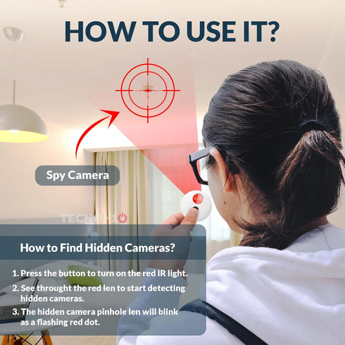 Hidden Camera Detectors SpyFinderX, Portable Pocket Sized Spy Camera Finder for Hotel, Travel, Office