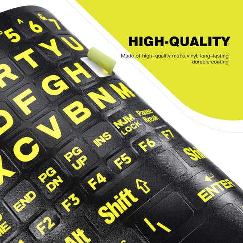 imComor 2PCS English Keyboard Stickers, Universal Computer Laptop Replacement Large Keyboard Stickers Big Bright Yellow