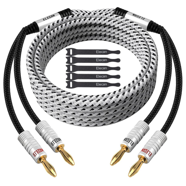 14 AWG Speaker Cable Wire 10 Feet with Gold-Plated Banana Tip Plugs, CL2 Rated Heavy Duty