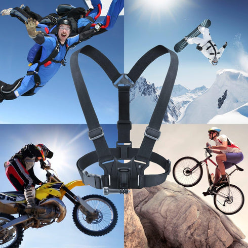 USA GEAR Chest Mount for Action Cameras - Compatible with GoPro Hero 11, Hero 9, Osmo Action 3, and More