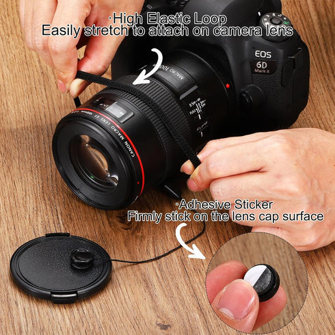 PATIKIL 12Pcs Camera Lens Cap Keeper, Elastic Lens Cover Tether Leash with Cloth for DSLR SLR Mirrorless Lenses