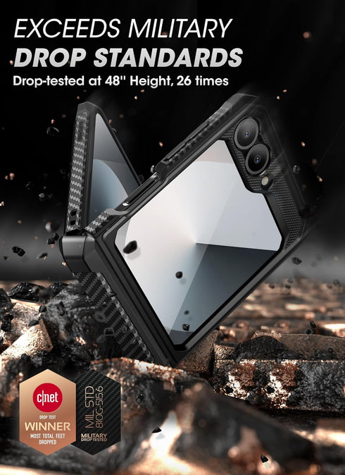 SUPCASE Samsung Galaxy Z Flip 6 Case - Black, with Stand & Belt-Clip, Hinge Protection, Full Body Rugged