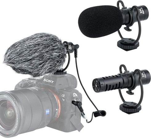 JJC SGM-V1 Shotgun Video Microphone, Cardioid Condenser Mic with Shock Mount and Windscreen for DSLR