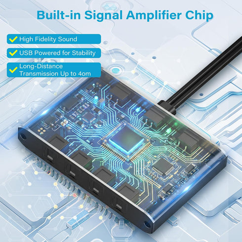 Adoreen 4 1 4 LPCM 2.0, PCM, Dolby, 5.1 Way Digital Optical Audio Splitter In Out Active Toslink SPDIF Fiber Optic