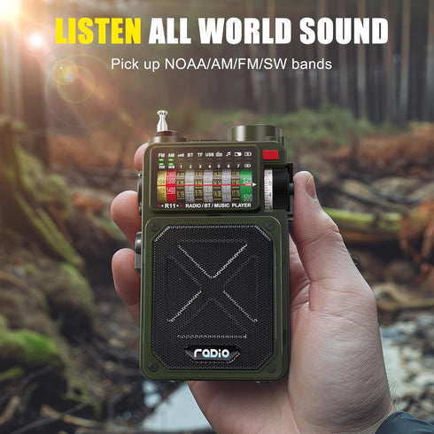 Emergency Crank Radio - Emgykit 4000mAh AM/FM/WB/SW/NOAA Weather Radio with Bluetooth, Flashlight, SOS Alarm