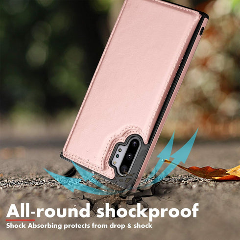 Tekcoo Galaxy Note 10 Plus Wallet Case, Rose Gold - Minimalist Luxury PU Leather Flip Cover with Card Holder Slots