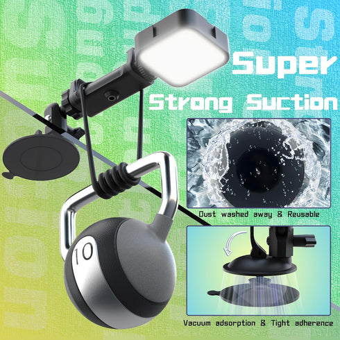 Suction Cup Phone Mount with Rechargeable Light, Mirror Holder for TikTok YouTube Instagram Makeup Content
