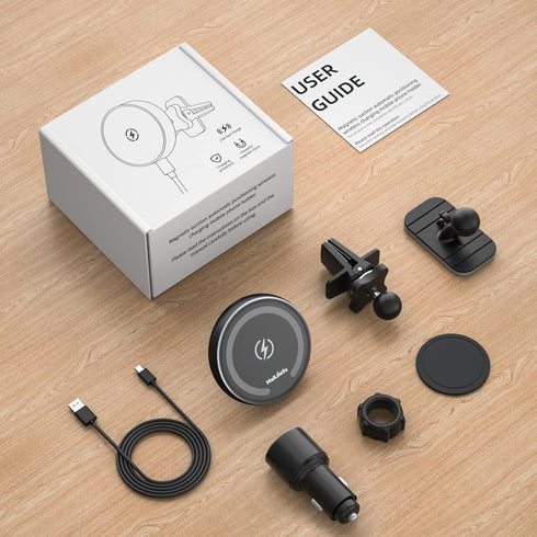 Magsafe Car Mount Charger for iPhone 12/13/14/15/16 - Magnetic Wireless Charging with Fast 36W QC 3.0 Adapter