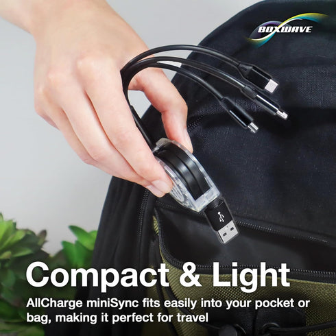 BoxWave D19 MP3 Cable Compatible with RUIZU Bluetooth Player - AllCharge miniSync, Retractable, Portable USB Cable