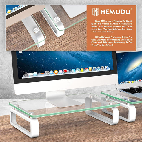 2 Pack Legs,HD02T-201 Hemudu Computer Monitor Stand Riser Multi Media Desktop Stand for Flat Screen LCD LED TV