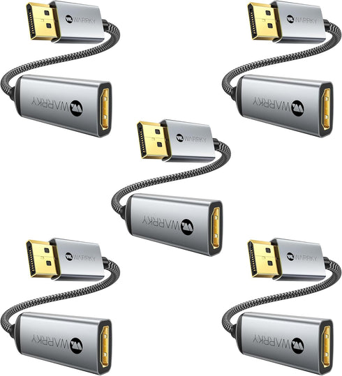 Warrky 4K DisplayPort to HDMI Adapter 5 Pack, Metal Case, Gold-Plated Pins, Uni-Directional DP to HDMI Converter