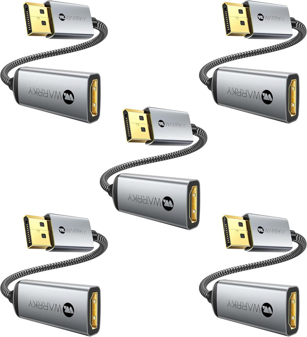 Warrky 4K DisplayPort to HDMI Adapter 5 Pack, Metal Case, Gold-Plated Pins, Uni-Directional DP to HDMI Converter