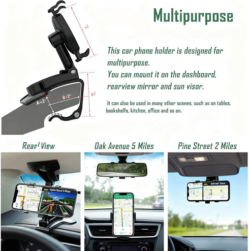 Generic Mount,360 4 7" Smartphones(1) Universal Car Phone Holder Degrees Rotation Dashboard Phone Holder [Upgrade Clip