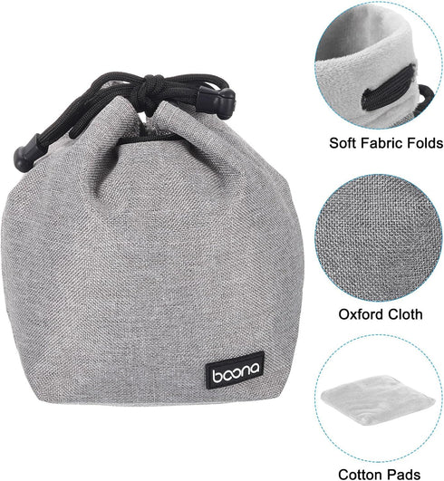 PATIKIL Soft Drawstring Lens Case, Thick Fleece Cloth Camera Lens Bag for SLR Lens and Water Cups - Grey