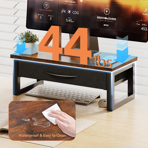 HEWORLIF 2-Tier Computer Monitor Stand Riser with Drawer, Desk Accessories & Workspace Organizers, Laptop Stand