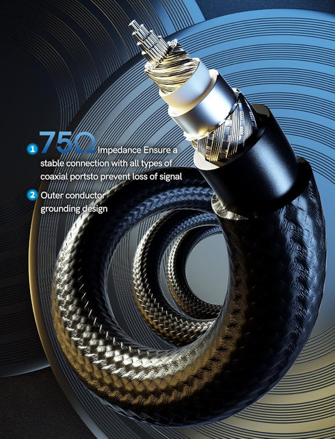 VIOY Coaxial Digital Audio Cable (15 FT), Subwoofer Cable RCA Male to Male HiFi 5.1 SPDIF Stereo Coaxial Audio Cable