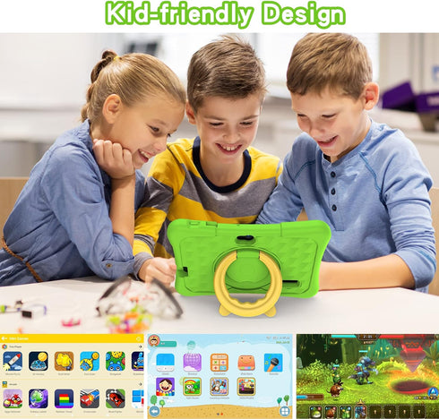 PRITOM 7 inch Kids Tablet with WiFi, 32GB, Bluetooth, Camera, Parental Control, Green