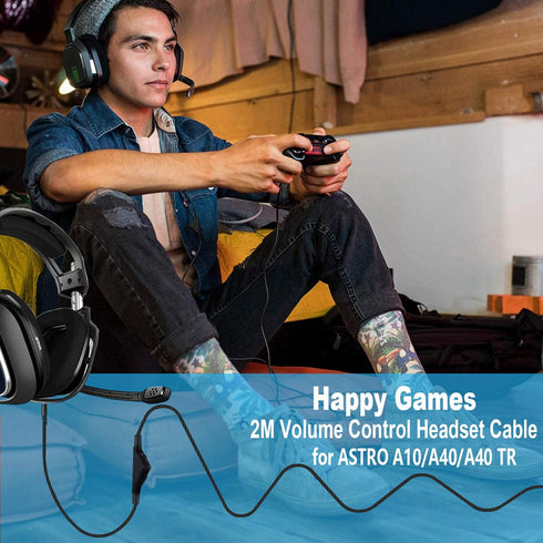 Replacement Cord for Astro A40 - A10 Headset Cable, 6.5 Feet/2.0 M Volume Control Cable for Gaming Headsets