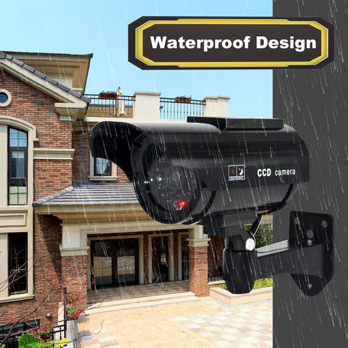 F FINDERS&CO Solar Powered Fake Security Camera, Bullet Dummy Surveillance System with Flashing Lights