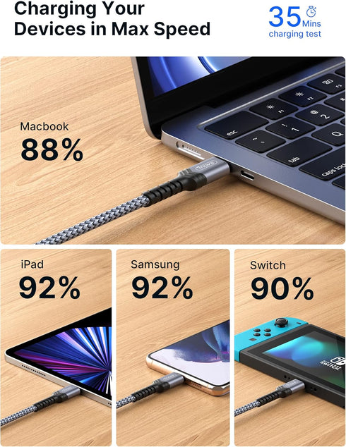 JSAUX 240W USB-C Charge Cable 10FT, USB C to USB C Fast Charger Cable for MacBook Pro Air, iPad Pro Air, Dell, iPhone