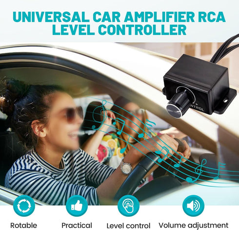 Universal Car Amplifier RCA Level Controller, Bass Control Knob for Car, Motorcycle, Home Theater Speakers
