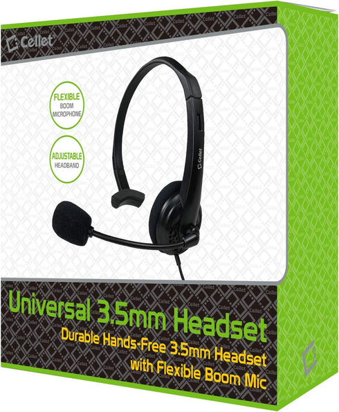 Cellet Wired Hands Free Headphones with 3.5mm Jack, Compatible with Computer, Cellphone, PC, Skype, Webinar, Smart