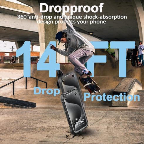 Designed for iPhone 15 Pro Case, IP68 Full-Body Rugged Waterproof Shockproof Cover, 14 FT Military Drop Proof